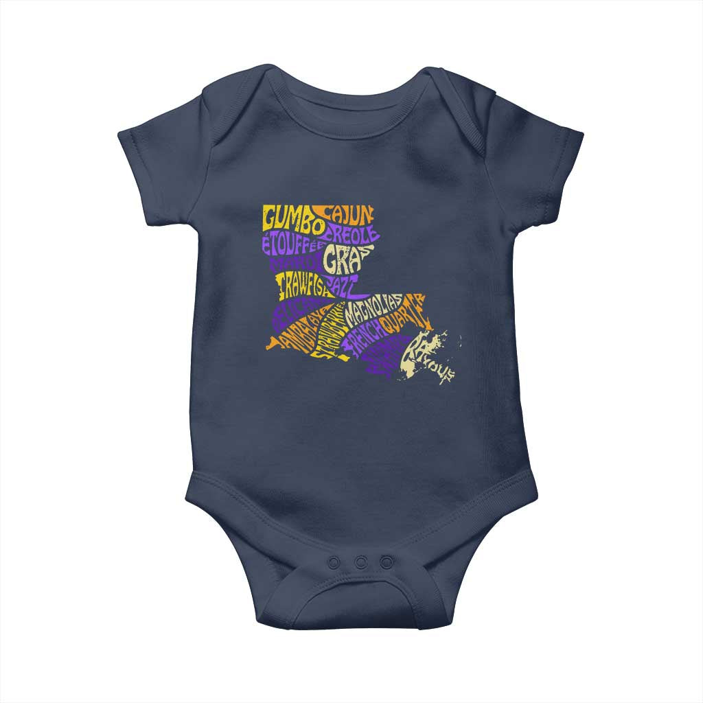 Louisiana Baby Onesie Creole Cajun Culture LA Map TS09 Navy Print Your Wear