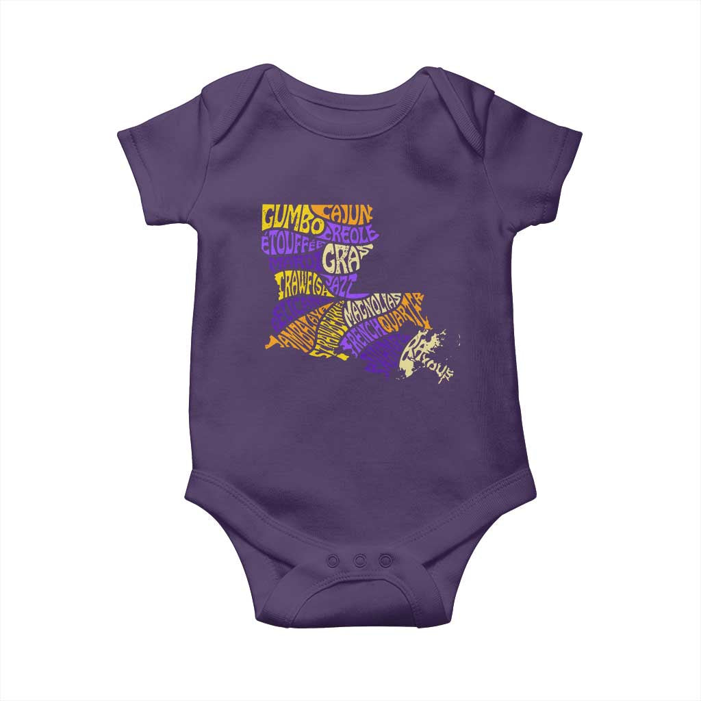 Louisiana Baby Onesie Creole Cajun Culture LA Map TS09 Purple Print Your Wear