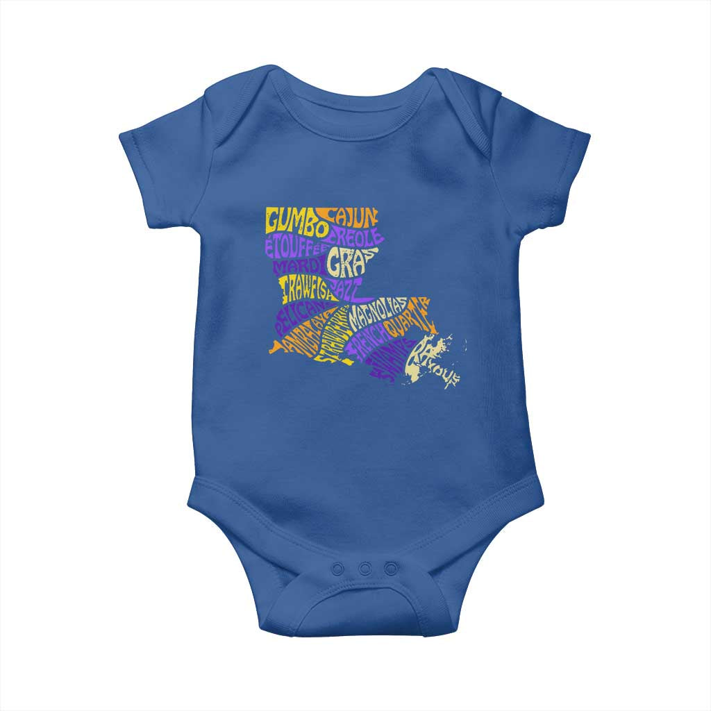Louisiana Baby Onesie Creole Cajun Culture LA Map TS09 Royal Blue Print Your Wear