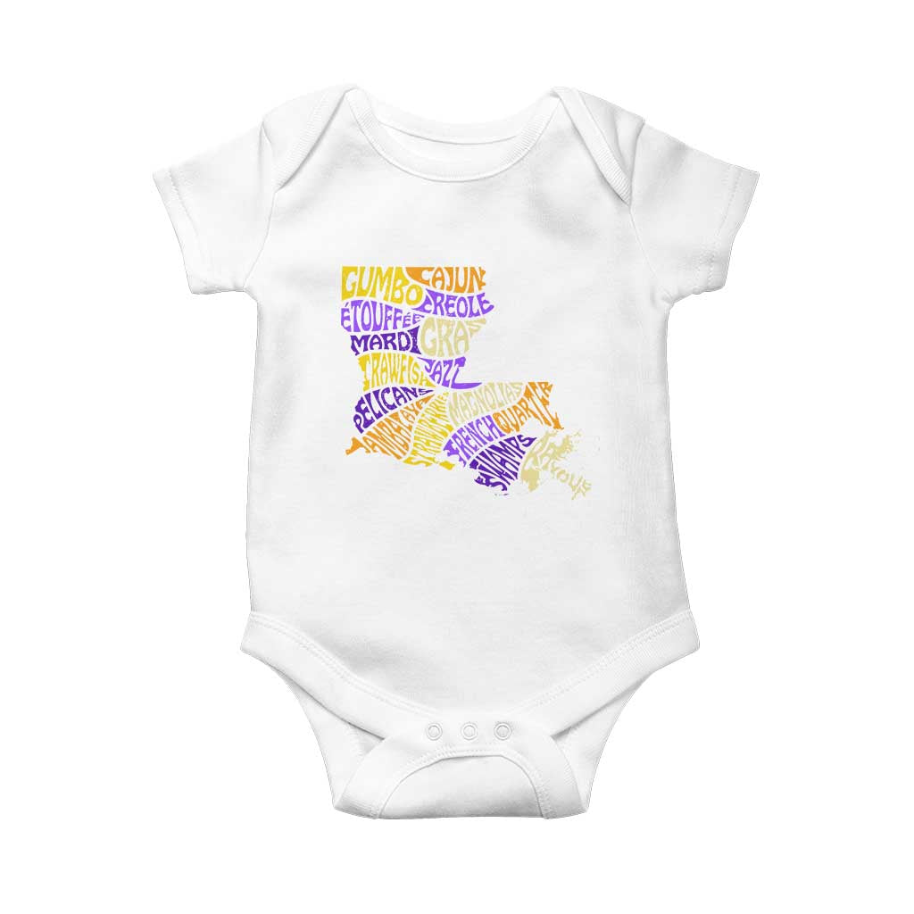Louisiana Baby Onesie Creole Cajun Culture LA Map TS09 White Print Your Wear