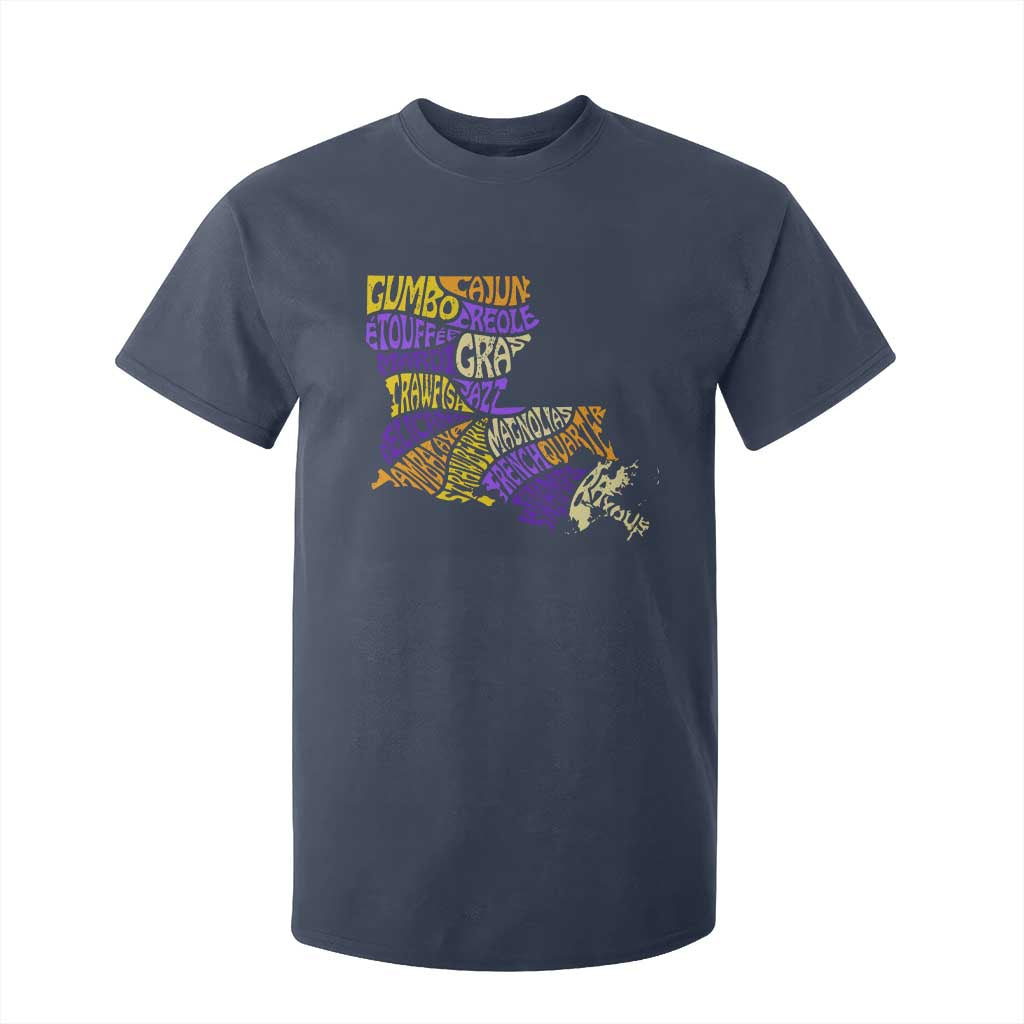Louisiana T Shirt For Kid Creole Cajun Culture LA Map TS09 Navy Print Your Wear