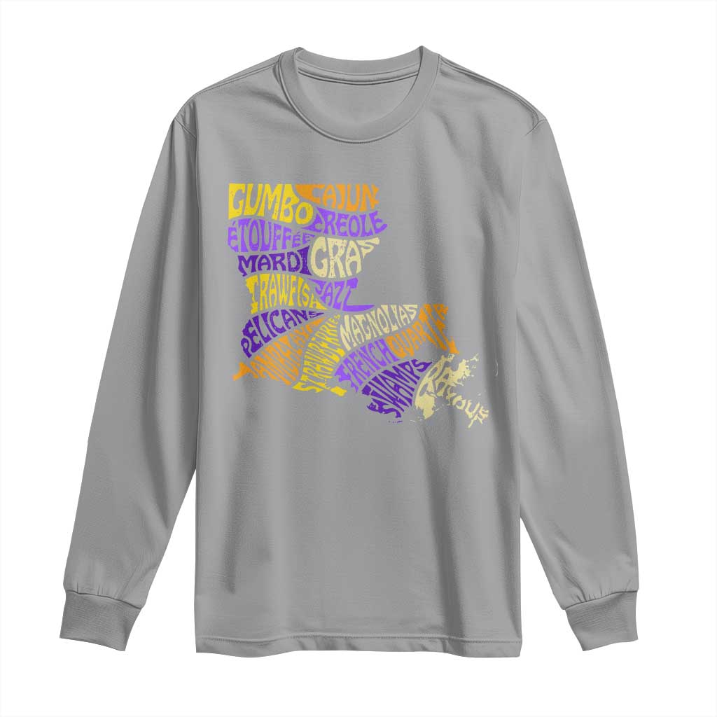 Louisiana Long Sleeve Shirt Creole Cajun Culture LA Map TS09 Sport Gray Print Your Wear