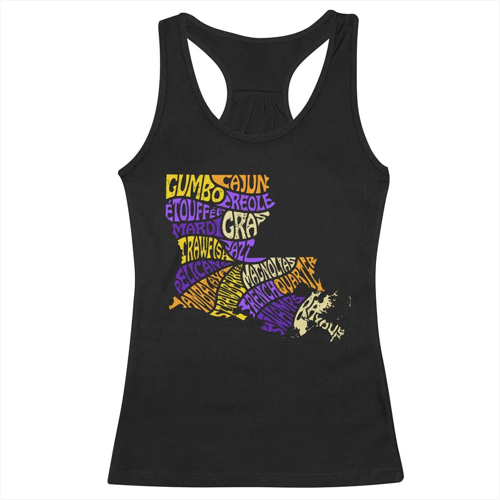 Louisiana Racerback Tank Top Creole Cajun Culture LA Map TS09 Black Print Your Wear
