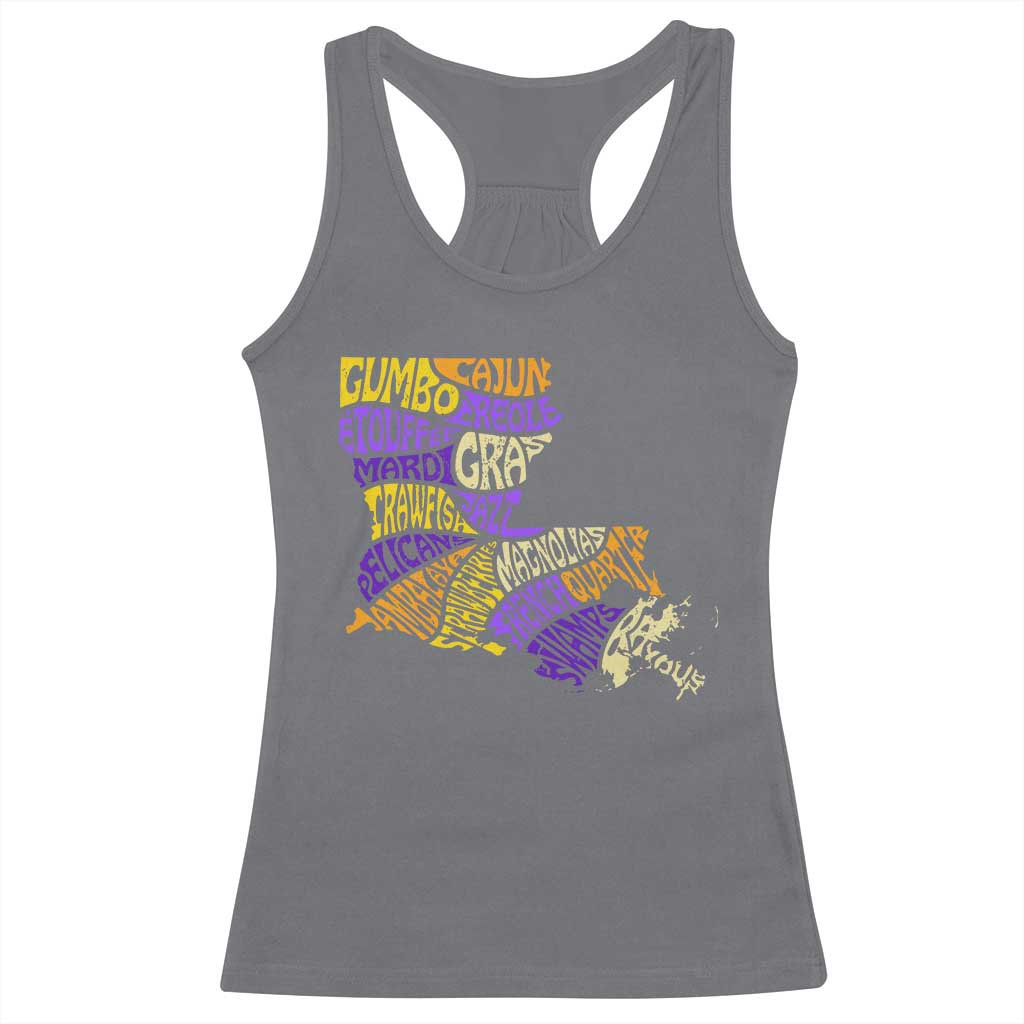 Louisiana Racerback Tank Top Creole Cajun Culture LA Map TS09 Charcoal Print Your Wear