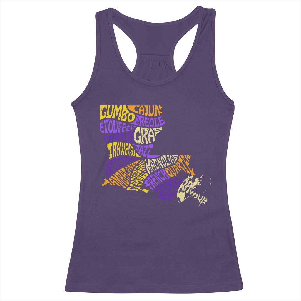 Louisiana Racerback Tank Top Creole Cajun Culture LA Map TS09 Purple Print Your Wear