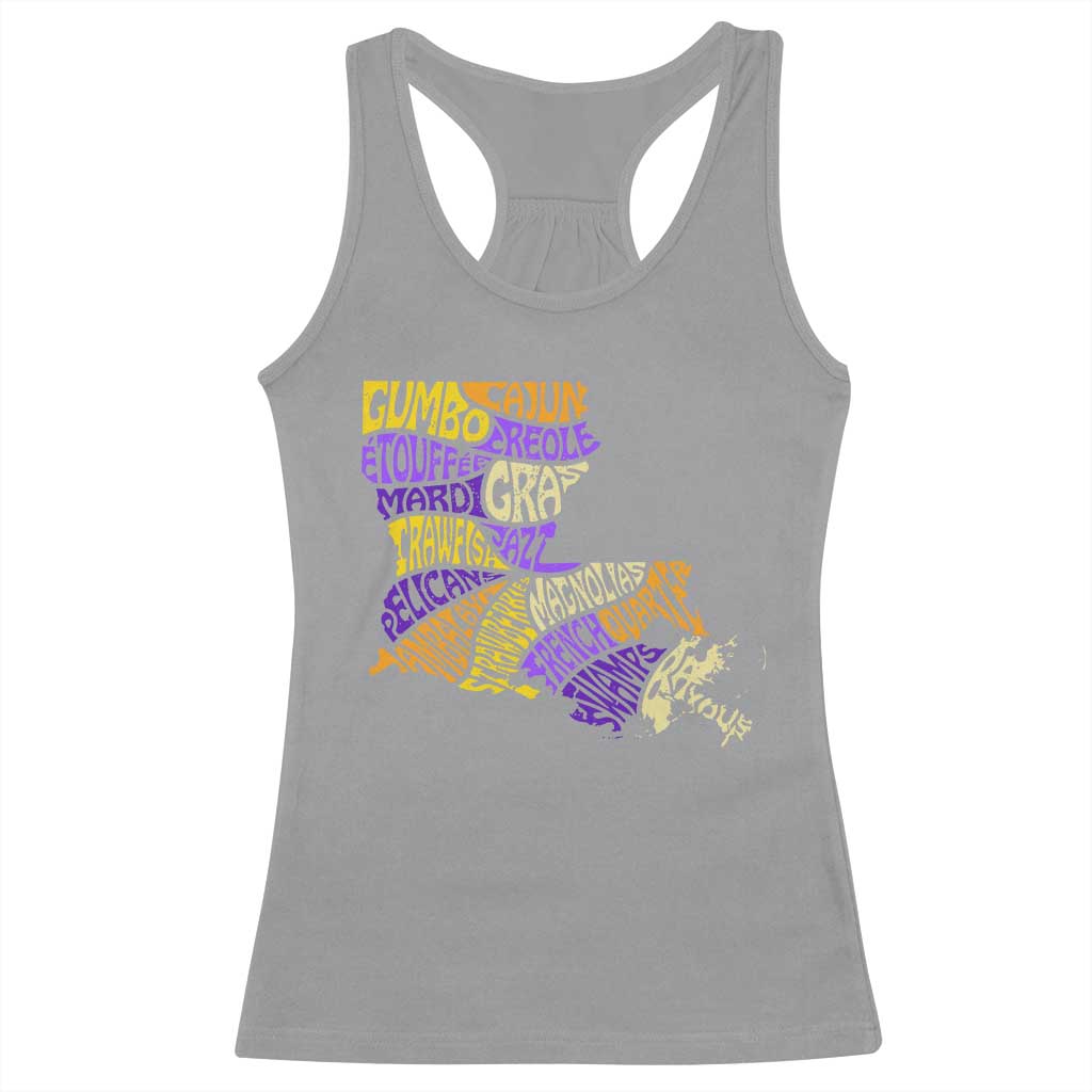 Louisiana Racerback Tank Top Creole Cajun Culture LA Map TS09 Sport Gray Print Your Wear
