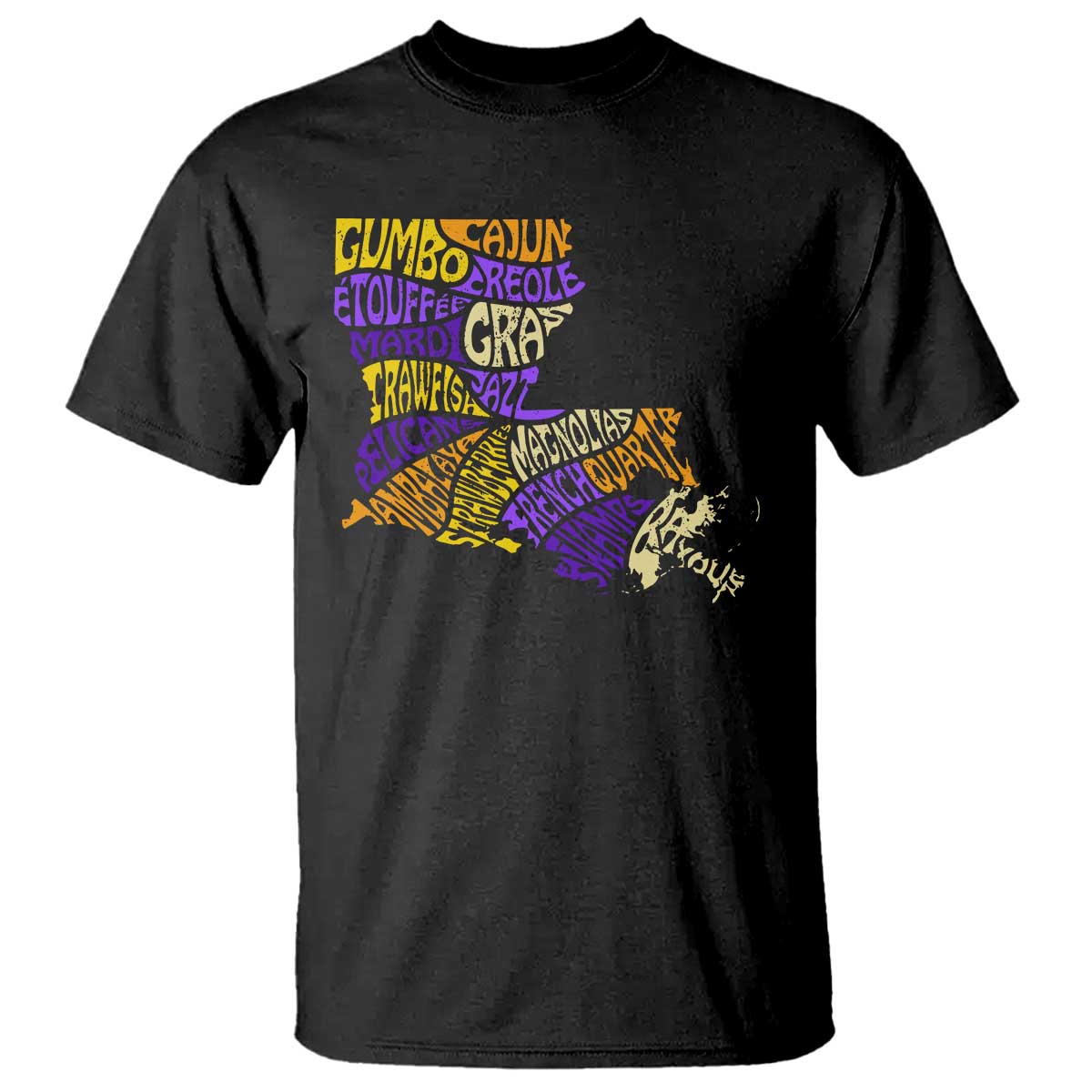 Louisiana T Shirt Creole Cajun Culture LA Map TS09 Black Print Your Wear