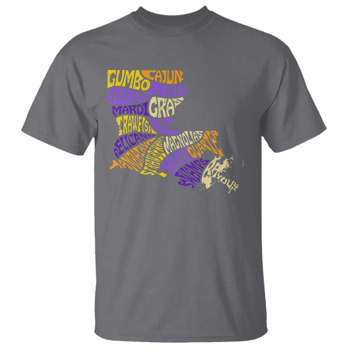 Louisiana T Shirt Creole Cajun Culture LA Map TS09 Charcoal Print Your Wear