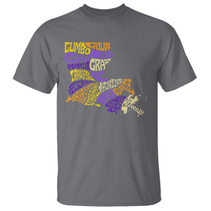 Louisiana T Shirt Creole Cajun Culture LA Map TS09 Charcoal Print Your Wear