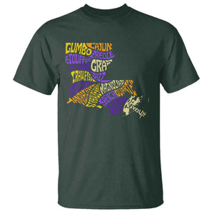 Louisiana T Shirt Creole Cajun Culture LA Map TS09 Dark Forest Green Print Your Wear
