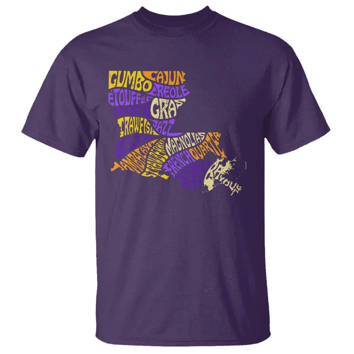 Louisiana T Shirt Creole Cajun Culture LA Map TS09 Purple Print Your Wear