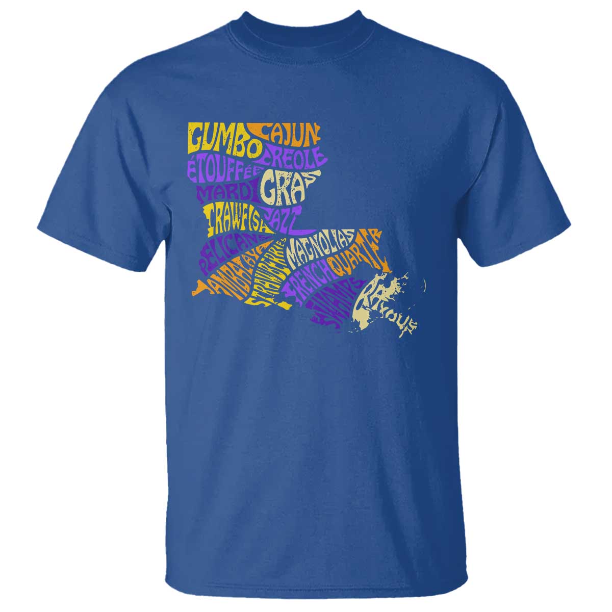 Louisiana T Shirt Creole Cajun Culture LA Map TS09 Royal Blue Print Your Wear