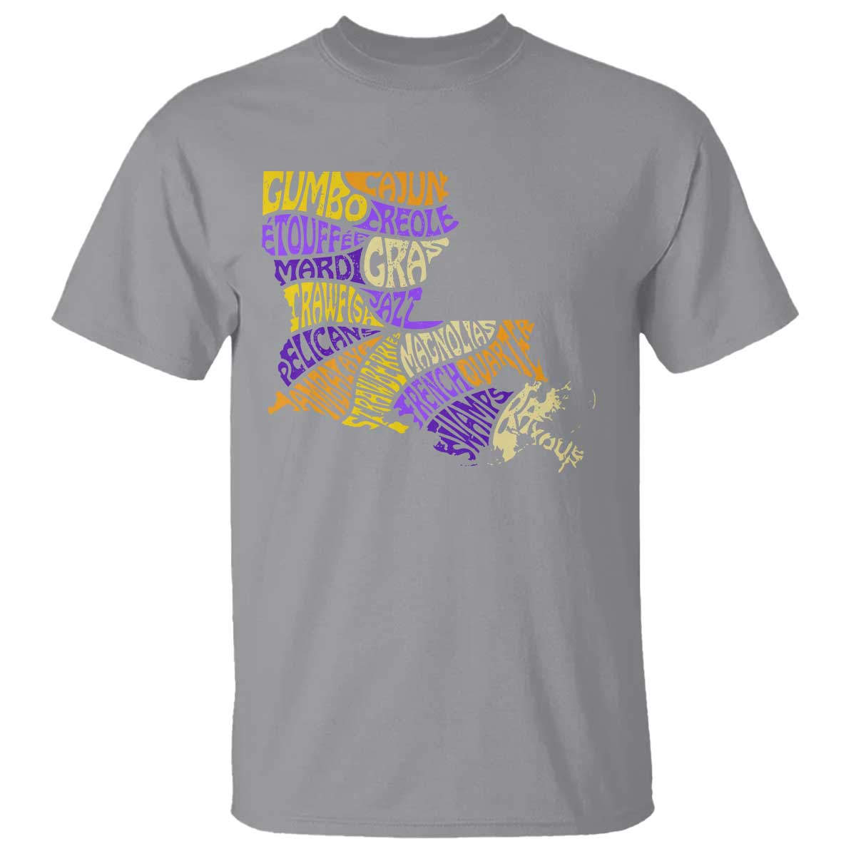 Louisiana T Shirt Creole Cajun Culture LA Map TS09 Sport Gray Print Your Wear