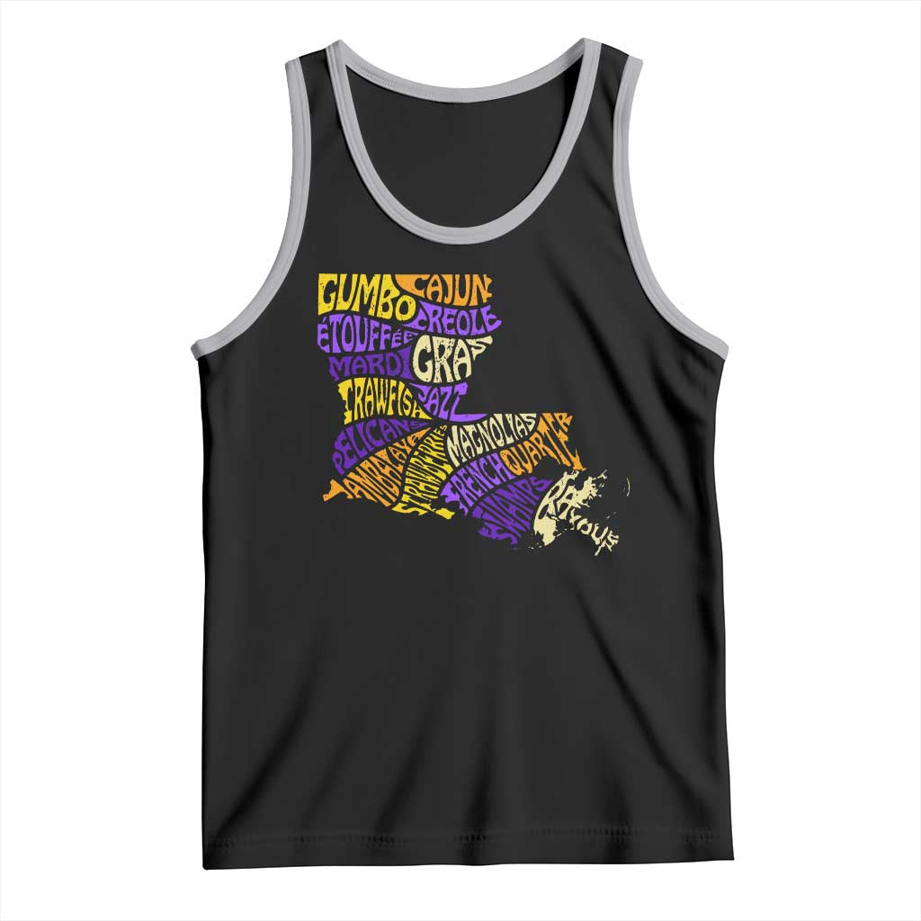 Louisiana Tank Top Creole Cajun Culture LA Map TS09 Black Athletic Heather Print Your Wear