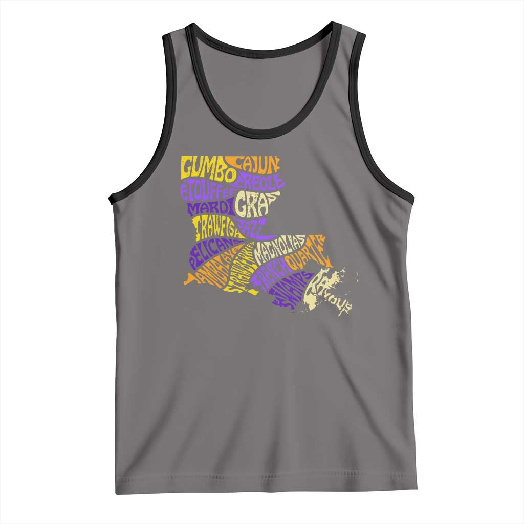Louisiana Tank Top Creole Cajun Culture LA Map TS09 Deep Heather Black Print Your Wear