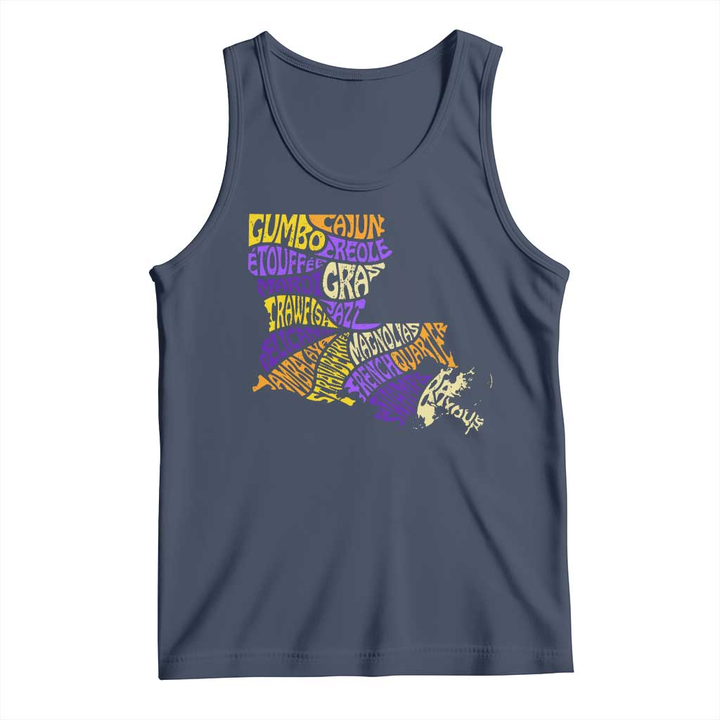 Louisiana Tank Top Creole Cajun Culture LA Map TS09 Navy Print Your Wear