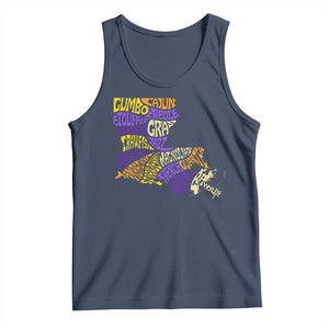 Louisiana Tank Top Creole Cajun Culture LA Map TS09 Navy Print Your Wear