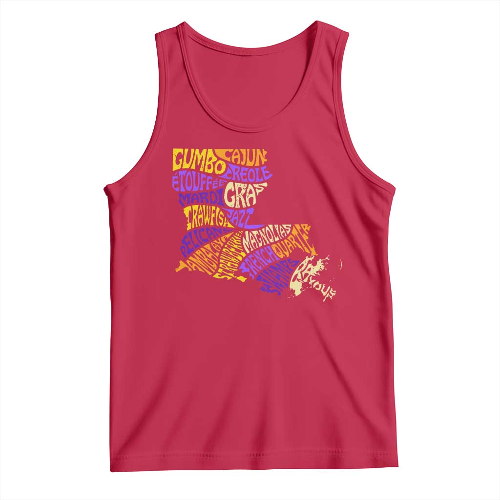 Louisiana Tank Top Creole Cajun Culture LA Map TS09 Red Print Your Wear