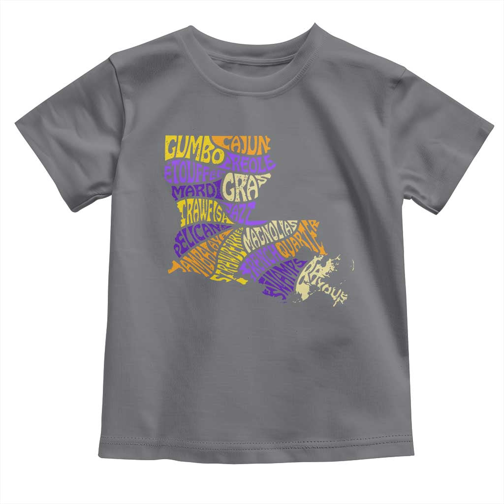 Louisiana Toddler T Shirt Creole Cajun Culture LA Map TS09 Charcoal Print Your Wear