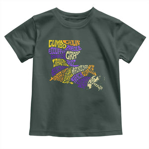 Louisiana Toddler T Shirt Creole Cajun Culture LA Map TS09 Dark Forest Green Print Your Wear