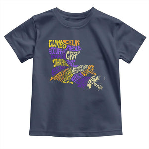 Louisiana Toddler T Shirt Creole Cajun Culture LA Map TS09 Navy Print Your Wear