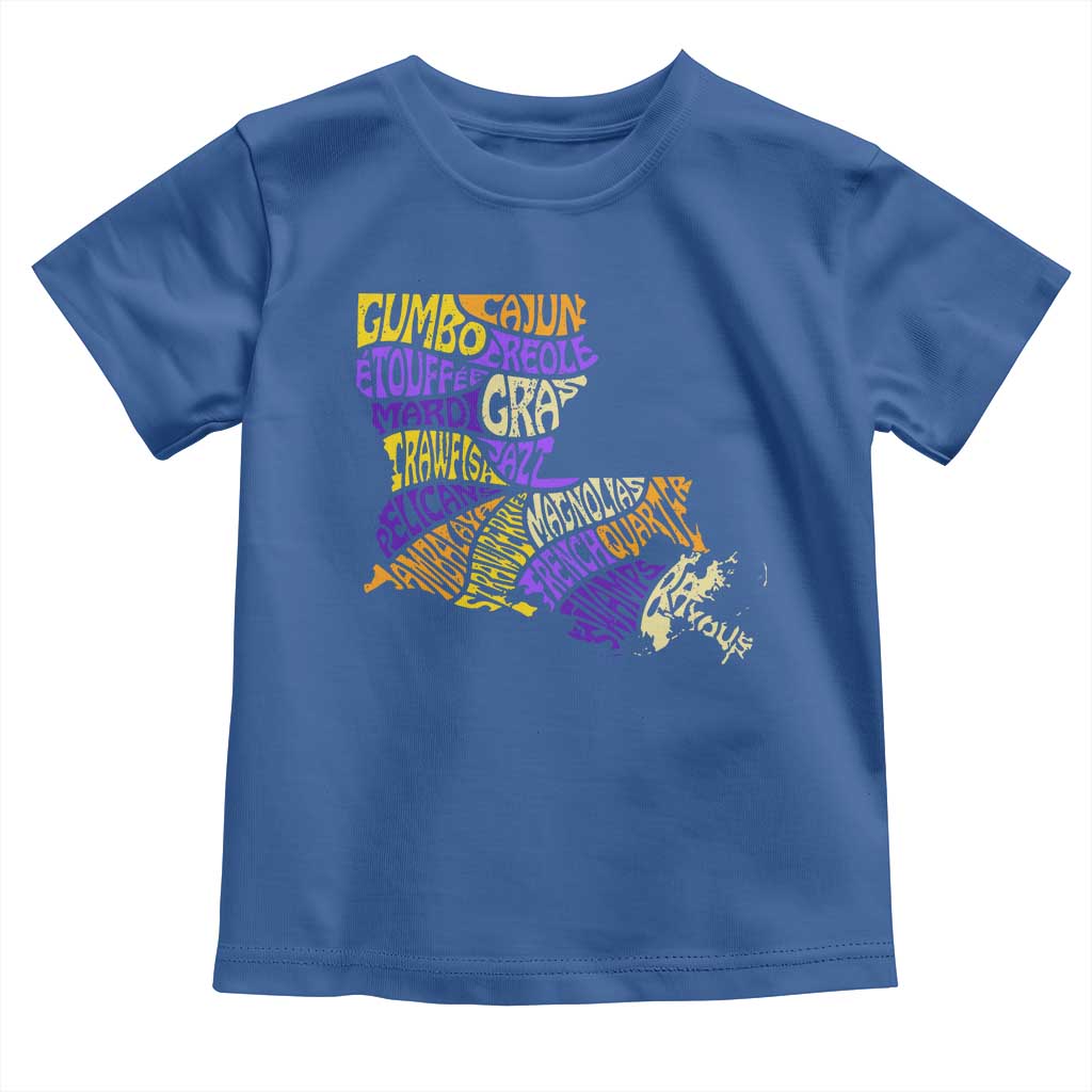 Louisiana Toddler T Shirt Creole Cajun Culture LA Map TS09 Royal Blue Print Your Wear