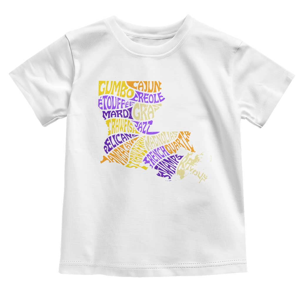 Louisiana Toddler T Shirt Creole Cajun Culture LA Map TS09 White Print Your Wear