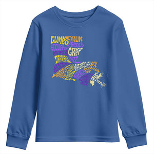 Louisiana Youth Sweatshirt Creole Cajun Culture LA Map TS09 Royal Blue Print Your Wear