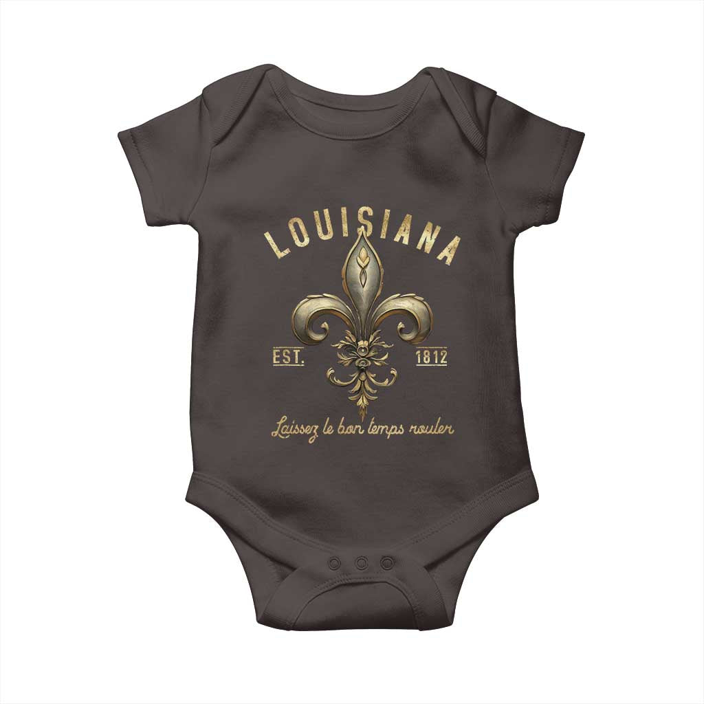 Louisiana Fleur De Lis Baby Onesie Laissez Les Bon Temps Rouler 1812 TS09 Dark Chocolate Print Your Wear