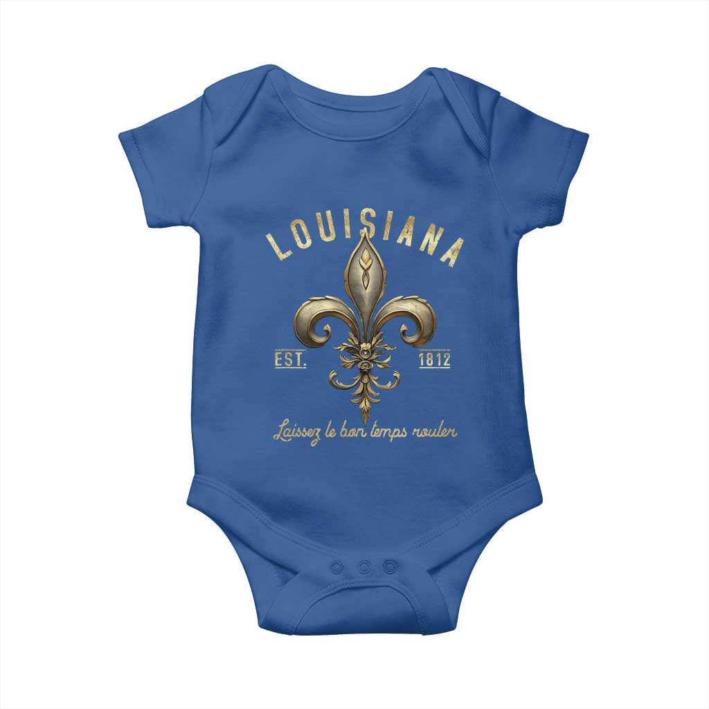 Louisiana Fleur De Lis Baby Onesie Laissez Les Bon Temps Rouler 1812 TS09 Royal Blue Print Your Wear