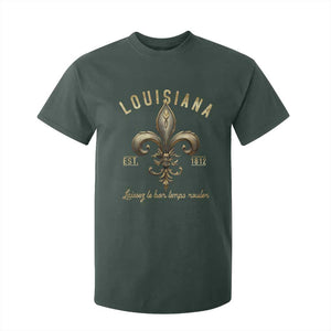 Louisiana Fleur De Lis T Shirt For Kid Laissez Les Bon Temps Rouler 1812 TS09 Dark Forest Green Print Your Wear