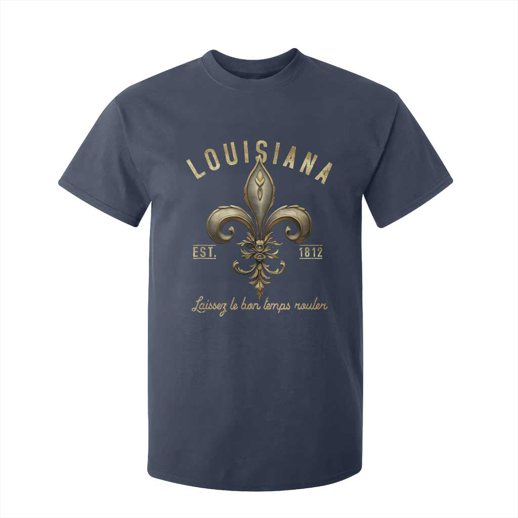Louisiana Fleur De Lis T Shirt For Kid Laissez Les Bon Temps Rouler 1812 TS09 Navy Print Your Wear