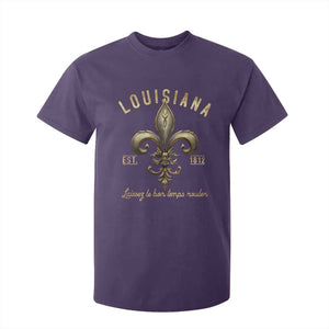 Louisiana Fleur De Lis T Shirt For Kid Laissez Les Bon Temps Rouler 1812 TS09 Purple Print Your Wear