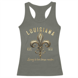 Louisiana Fleur De Lis Racerback Tank Top Laissez Les Bon Temps Rouler 1812 TS09 Military Green Print Your Wear