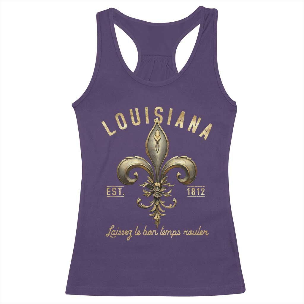 Louisiana Fleur De Lis Racerback Tank Top Laissez Les Bon Temps Rouler 1812 TS09 Purple Print Your Wear