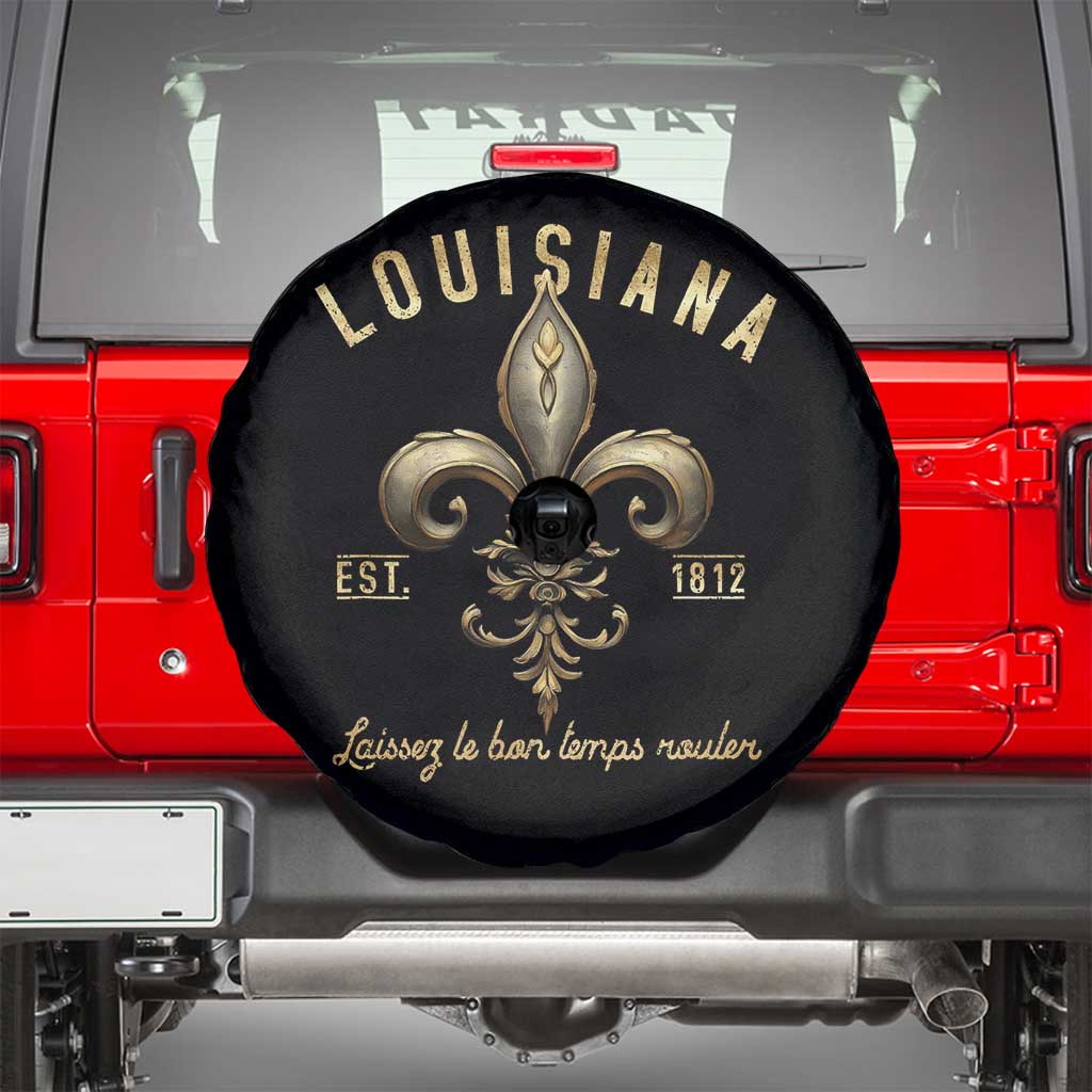 Louisiana Fleur De Lis Spare Tire Cover Laissez Les Bon Temps Rouler 1812 TS09 Black Print Your Wear