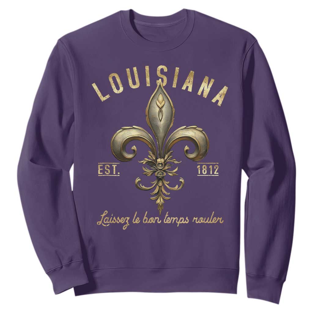 Louisiana Fleur De Lis Sweatshirt Laissez Les Bon Temps Rouler 1812 TS09 Purple Print Your Wear