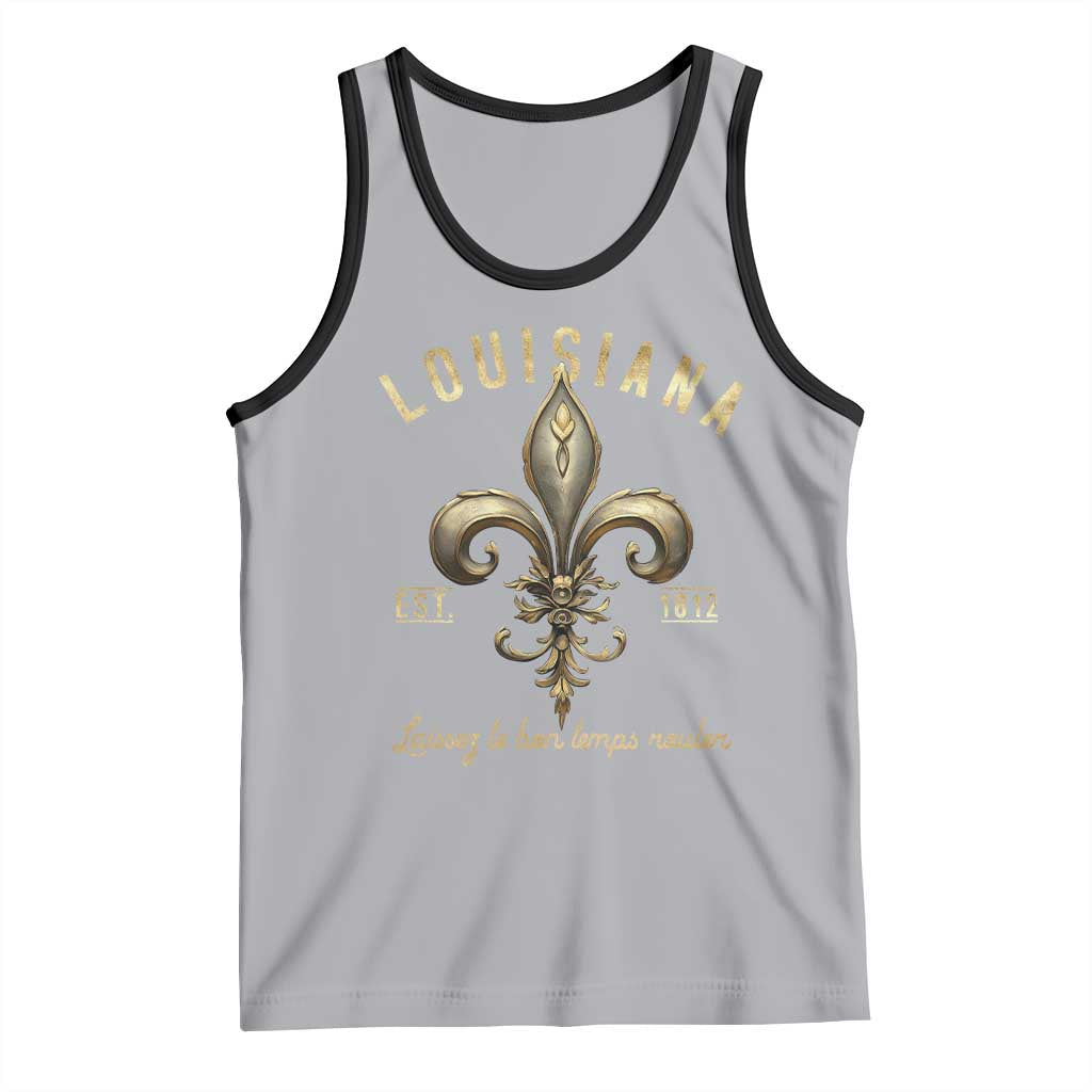 Louisiana Fleur De Lis Tank Top Laissez Les Bon Temps Rouler 1812 TS09 Athletic Heather Black Print Your Wear