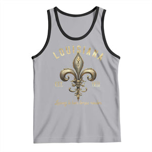 Louisiana Fleur De Lis Tank Top Laissez Les Bon Temps Rouler 1812 TS09 Athletic Heather Black Print Your Wear