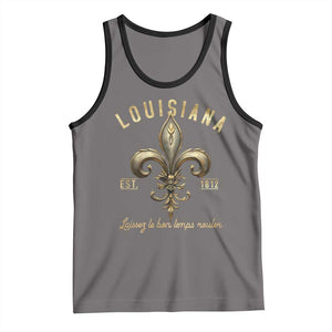 Louisiana Fleur De Lis Tank Top Laissez Les Bon Temps Rouler 1812 TS09 Deep Heather Black Print Your Wear