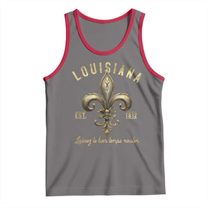 Louisiana Fleur De Lis Tank Top Laissez Les Bon Temps Rouler 1812 TS09 Deep Heather Red Print Your Wear