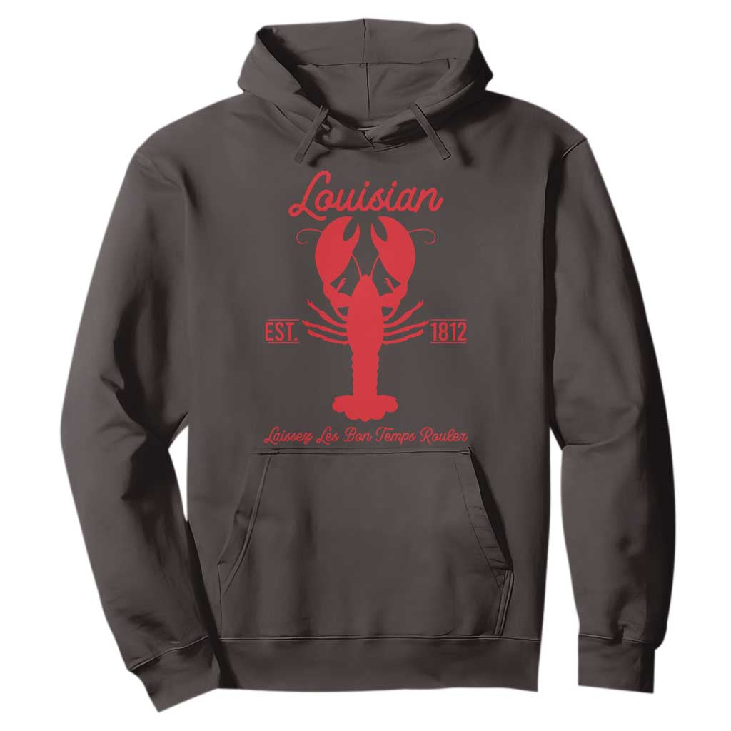 Louisiana Crawfish Hoodie Laissez Les Bon Temps Rouler 1812 TS09 Dark Chocolate Print Your Wear