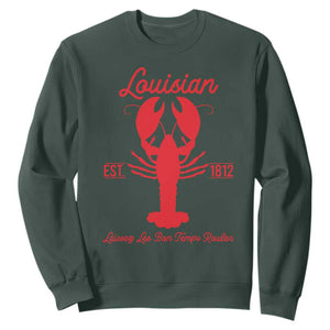 Louisiana Crawfish Sweatshirt Laissez Les Bon Temps Rouler 1812 TS09 Dark Forest Green Print Your Wear