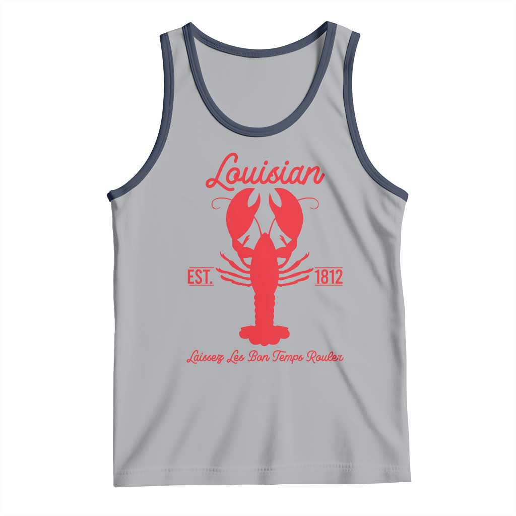 Louisiana Crawfish Tank Top Laissez Les Bon Temps Rouler 1812 TS09 Athletic Heather Navy Print Your Wear