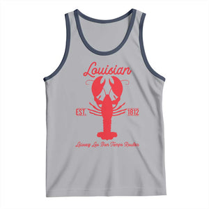 Louisiana Crawfish Tank Top Laissez Les Bon Temps Rouler 1812 TS09 Athletic Heather Navy Print Your Wear