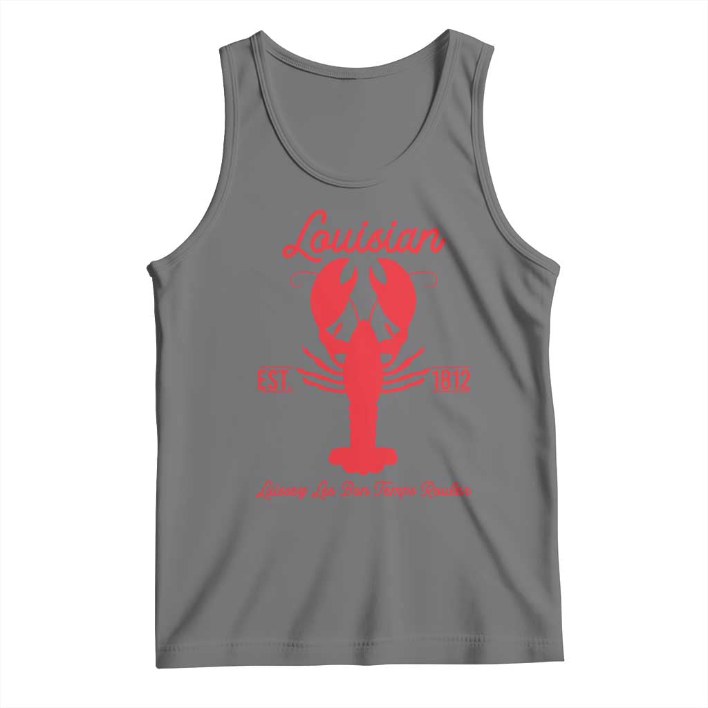 Louisiana Crawfish Tank Top Laissez Les Bon Temps Rouler 1812 TS09 Black Heather Print Your Wear