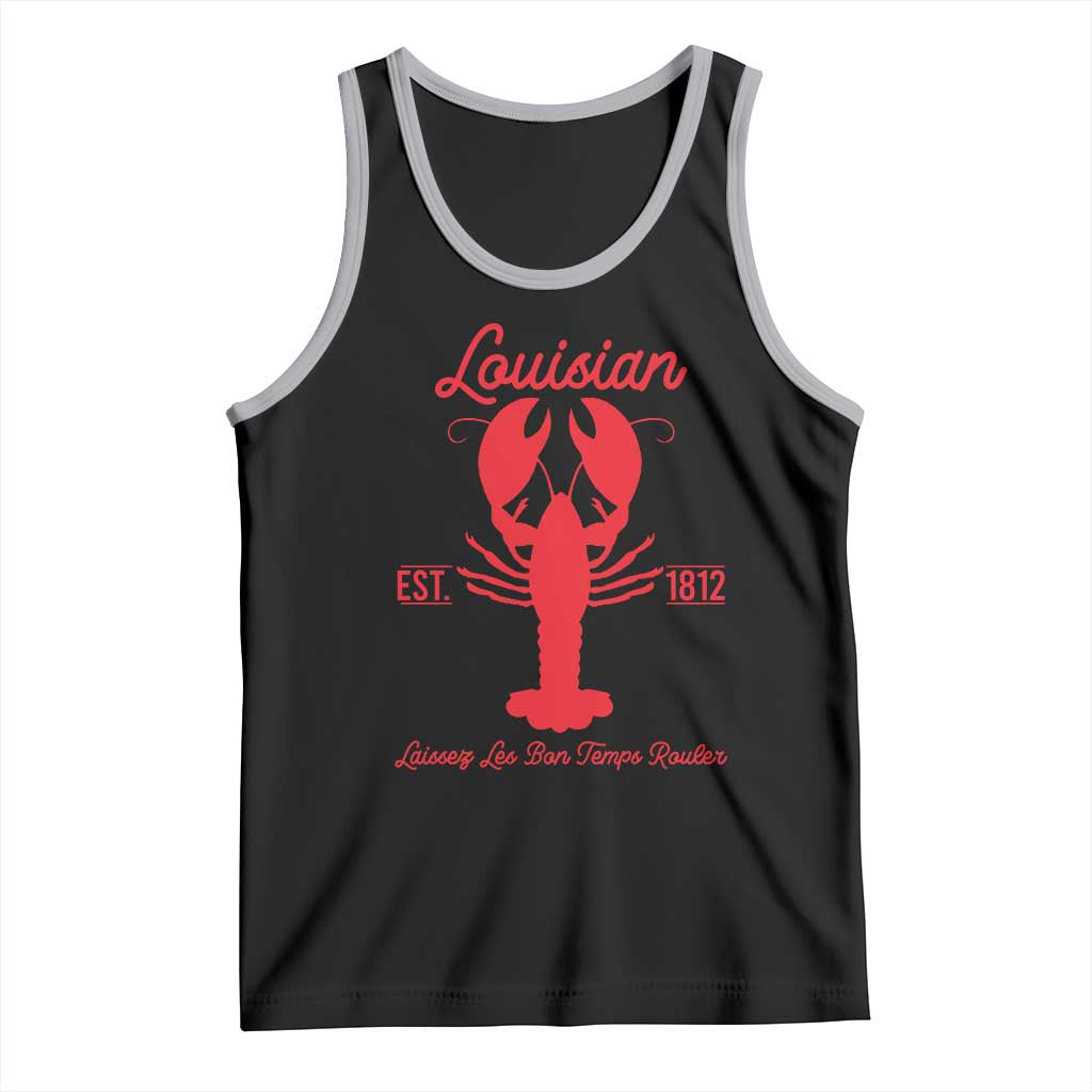 Louisiana Crawfish Tank Top Laissez Les Bon Temps Rouler 1812 TS09 Black Athletic Heather Print Your Wear