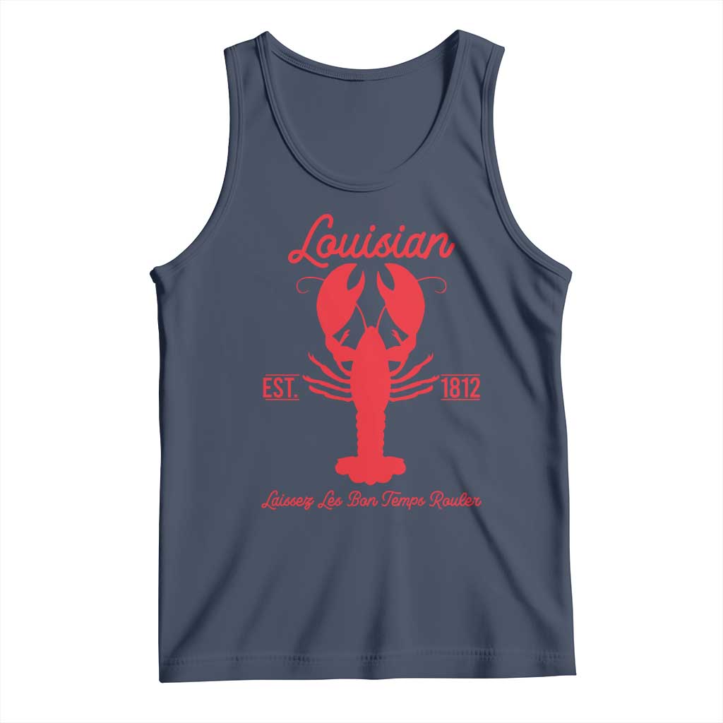 Louisiana Crawfish Tank Top Laissez Les Bon Temps Rouler 1812 TS09 Navy Print Your Wear