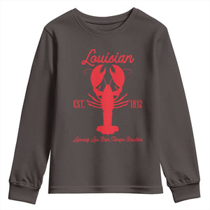 Louisiana Crawfish Youth Sweatshirt Laissez Les Bon Temps Rouler 1812 TS09 Dark Chocolate Print Your Wear