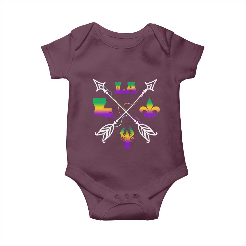 Louisiana Mardi Gras Baby Onesie Crawfish Fleur De Lis TS09 Maroon Print Your Wear